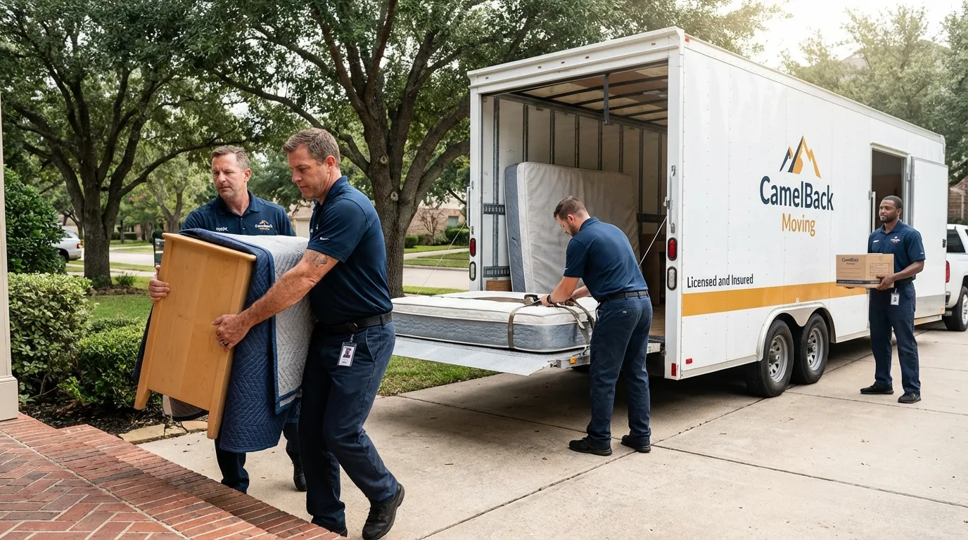 Crew loading residential truck for cross-state move from Buckner, MO